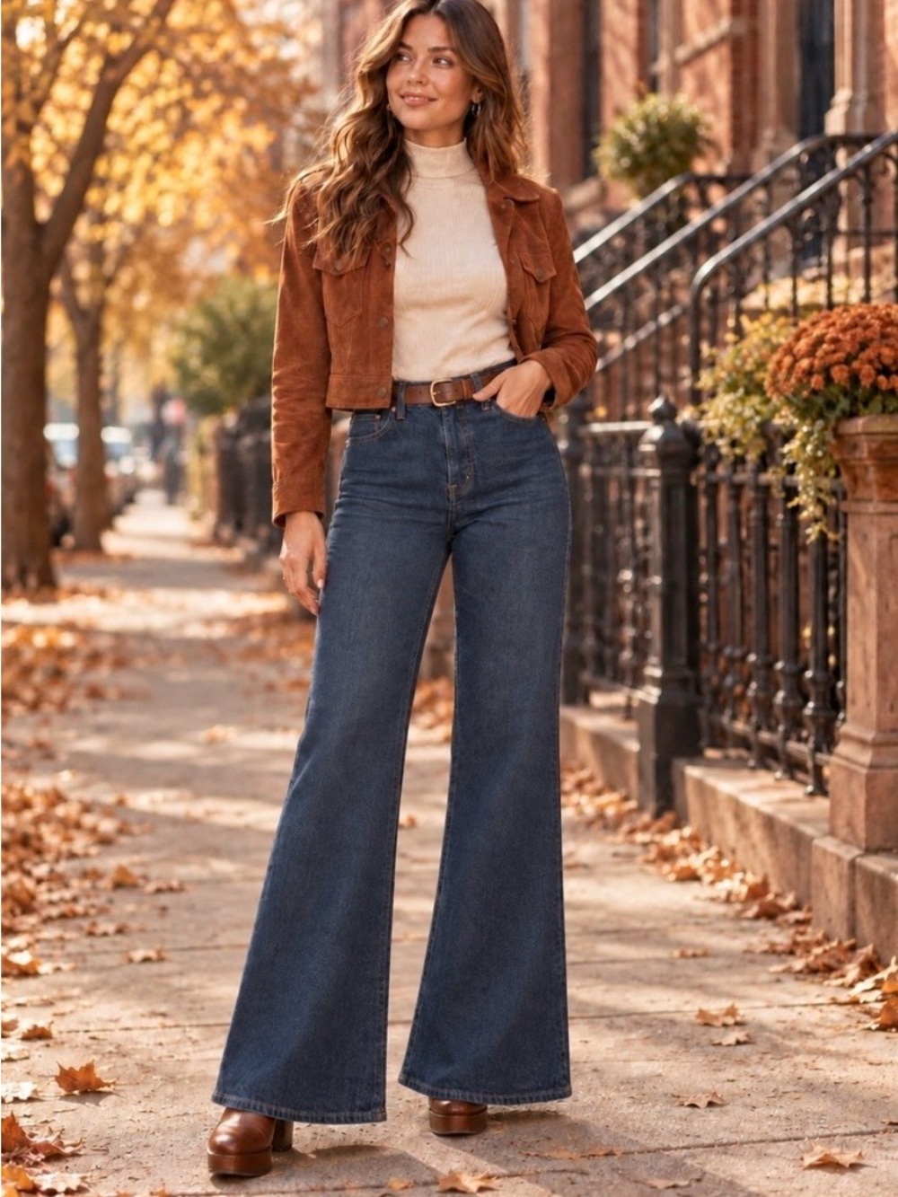 NWT Express 70’s Flare Mid Rise Stretch Dark Blue Jeans